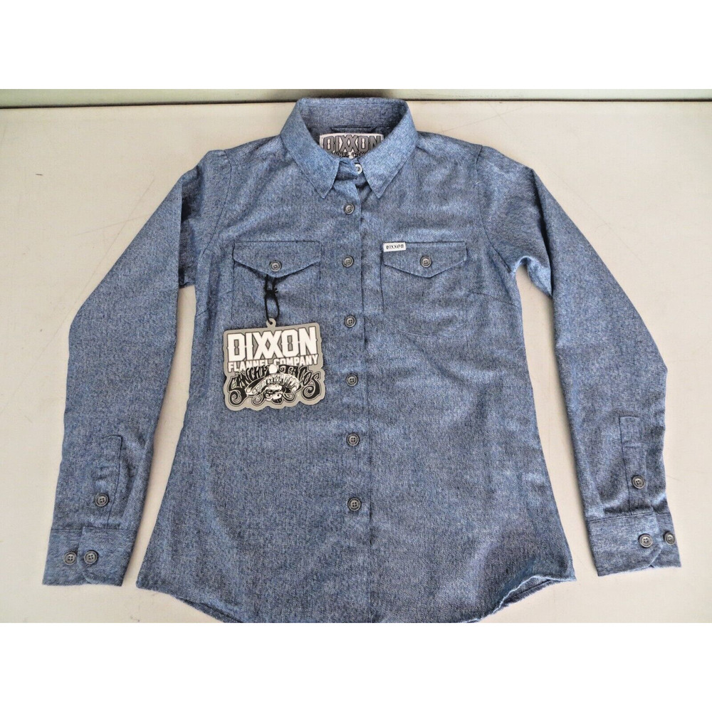 Dixxon Flannel Shirt Womens Small Sanchos Tacos Yardbird Blue Long Sleeve Button